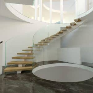 Central Spine stair frameless glass
