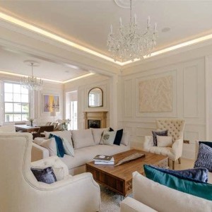 Pale parquet flooring