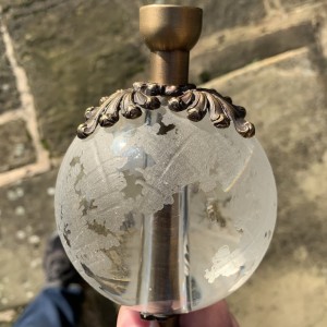 Hand etched glass orbs for a balustrade Hand etched glass orbs for a balustrade
