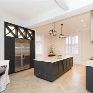 White parquet block flooring