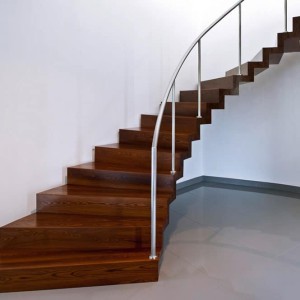 Contemporary walnut and painted steel zigzag staircase Contemporary walnut and painted steel zigzag staircase