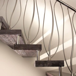 Floating pickled Oak stair with Gaudi style balustrade Floating pickled Oak stair with Gaudi style balustrade