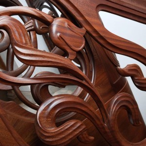 Hand carved balustrades with tulip style carvings Hand carved balustrades with tulip style carvings