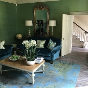 Grey engineered parquet flooring