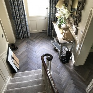 Grey engineered parquet