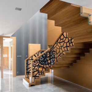 Oak Zig zag staircase with laser cut balustrade Oak Zig zag staircase with laser cut balustrade