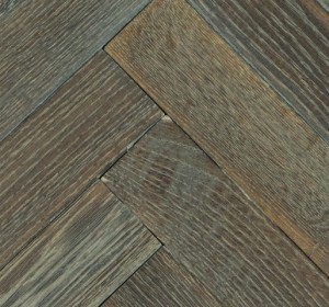 Worn driftwood reclaimed oak parquet flooring